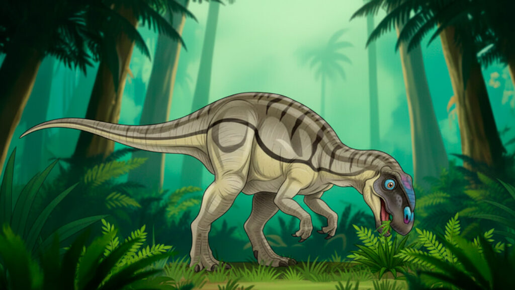 Anatotitan: Pastando en la Exuberante Vegetación del Suelo