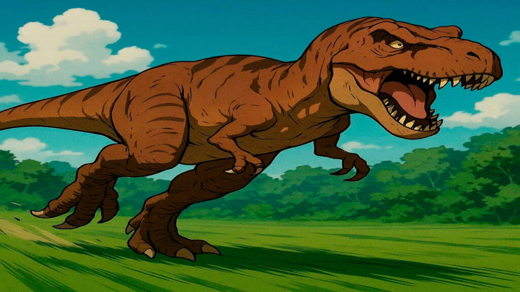 Tiranosaurio Rex corriendo cazando presa Cretácico