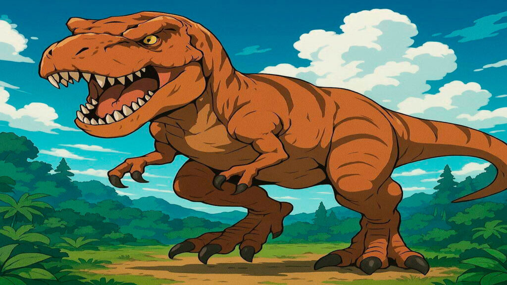 Tiranosaurio Rex rugiendo intimidación territorial Cretácico