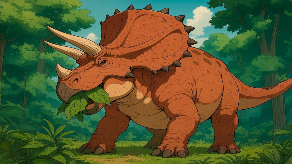 Torosaurio Comiendo Plantas | Dinosaurio Herbívoro Cretácico | Paleontología