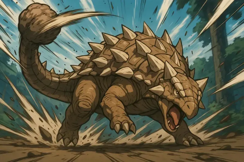 Ankylosaurus magniventris con maza caudal, dinosaurio más peligroso herbívoro blindado con 6.5 metros y armadura ósea del Cretácico tardío hace 68-66 millones de años